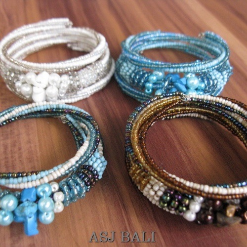 4color handmade beads bracelet glass beads mix color